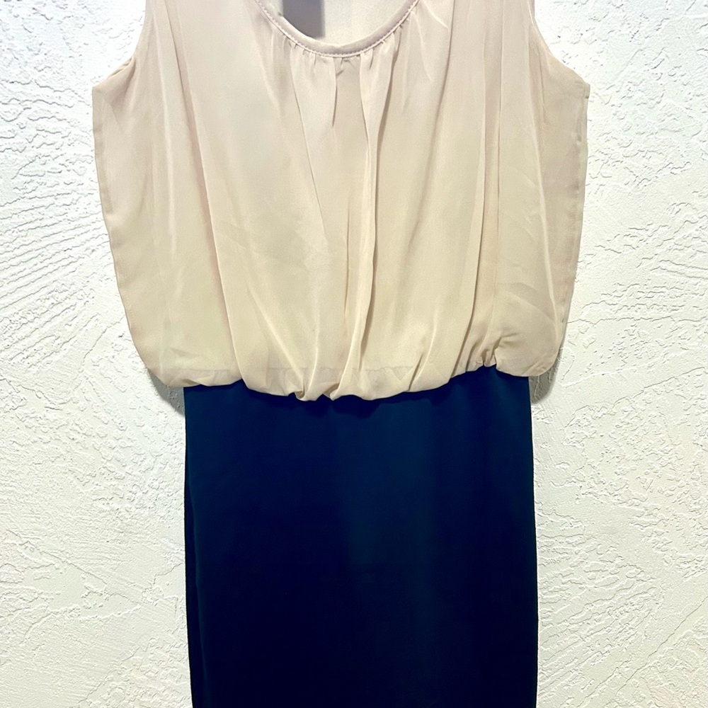 Wet Seal Cream Pleated Sheath Midi Dress